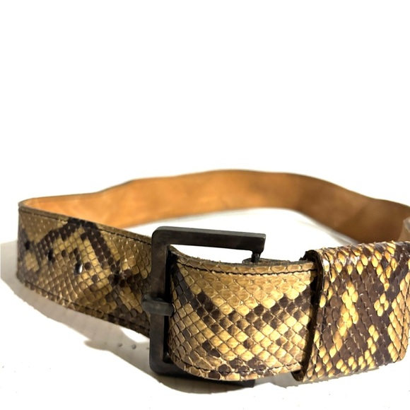 Vintage Snake Print Leather Belt - Picture 3 of 4